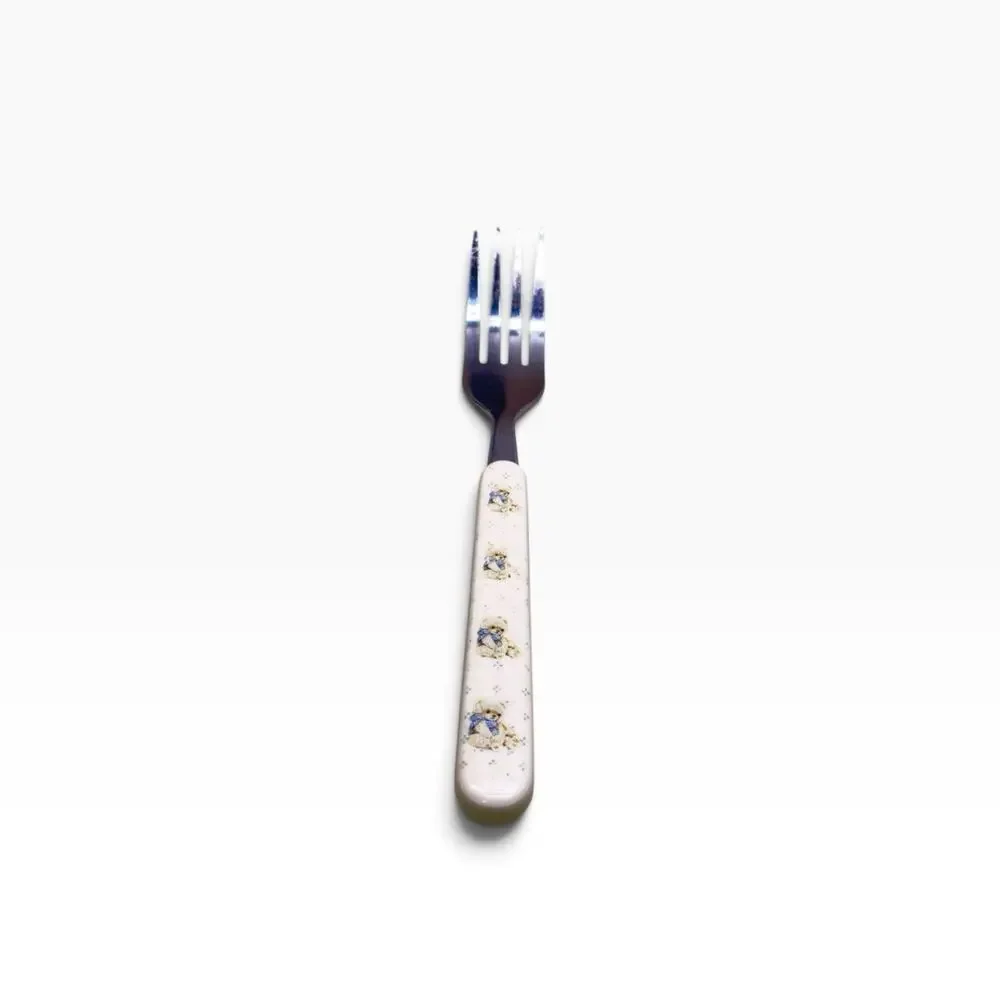Tienshan Country Bear Stainless Plastic Handle Silverware 6.25in Salad Fork